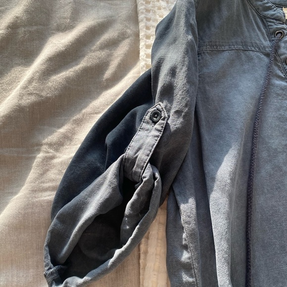Anthropologie/Cloth & Stone - Tencel Chambray Lace Up Shirt Dress, XS - Picture 4 of 8